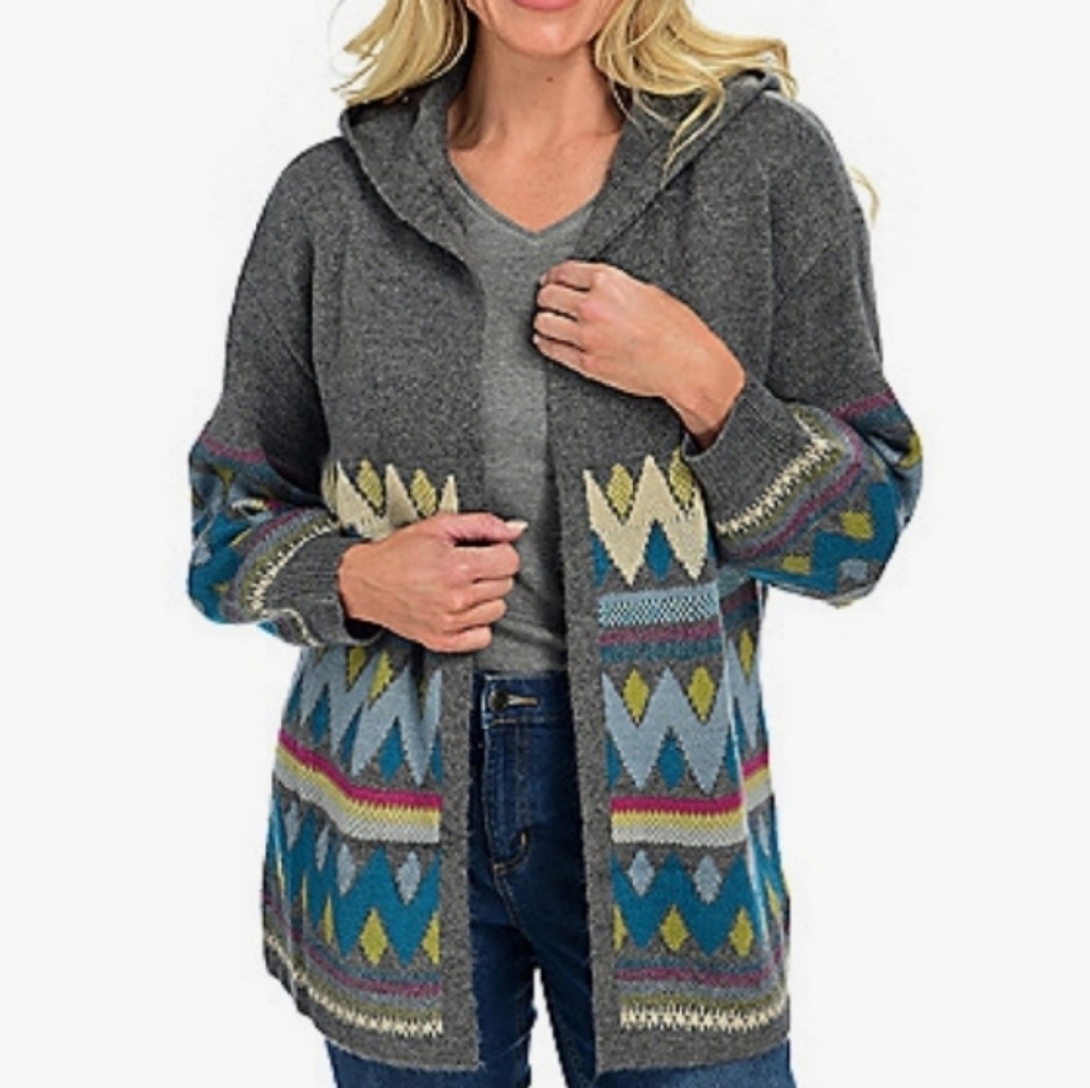 Christopher & Banks Striped Hooded Cardigan, sz S